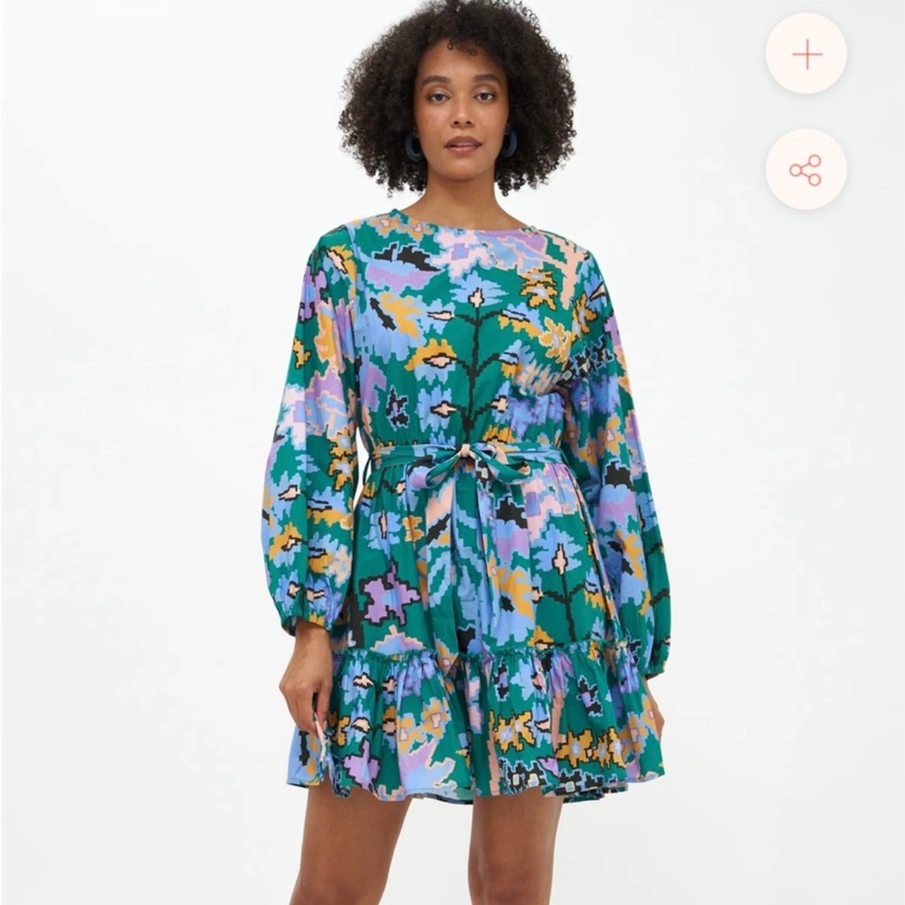 NWOT Oliphant Flirty Short Dress - Green Bukhara Dress XL